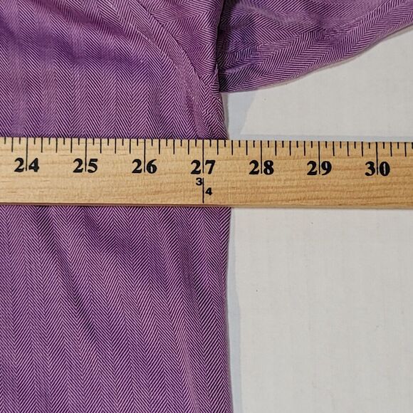 Cremieux Mens Long Sleeve Linen Button Down Dress Shirt Purple Size Collared - Picture 7 of 13